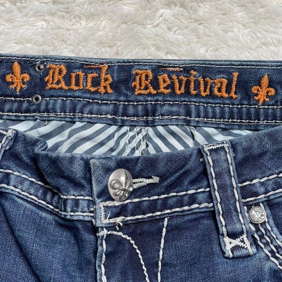 Rock Revival Women's Blue Vivian Easy Capri Cut Jeans Size 30 x 24'' - Picture 6 of 9